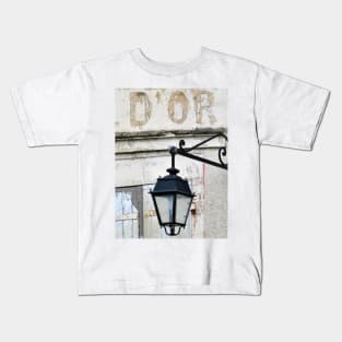 Gold Bar, French Cafe Culture, an old street lamp Kids T-Shirt